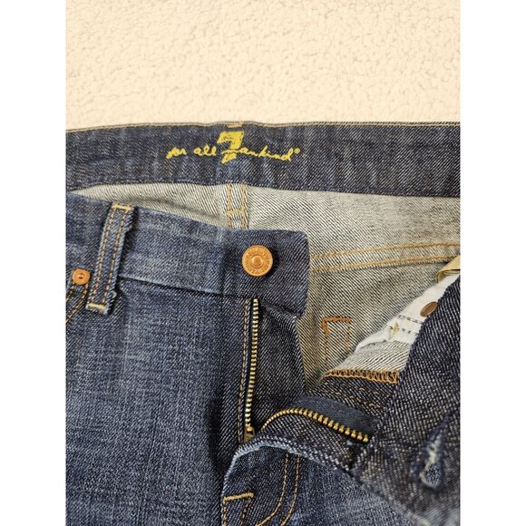 7 For All Mankind Jeans A Pocket Women's 29 Flared Wide Leg Medium Wash Boho - Picture 9 of 16